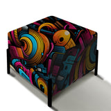 Popart Neon Graffiti Fusion - Upholstered Modern Vanity Stool