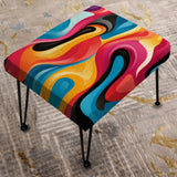 Multicolor Swirling Harmony Waves - Upholstered Modern Vanity Stool