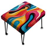 Multicolor Swirling Harmony Waves - Upholstered Modern Vanity Stool