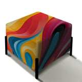 Multicolor Swirling Harmony Waves - Upholstered Modern Vanity Stool
