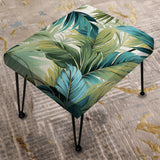 Palm Oasis Tropical Pattern - Upholstered Beachy Vanity Stool