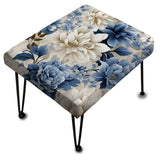 Floral Blue And White Victorian Pattern I - Upholstered Floral Vanity Stool - Traditional Ottoman