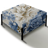 Floral Blue And White Victorian Pattern I - Upholstered Floral Vanity Stool - Traditional Ottoman