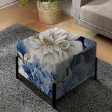 Floral Blue And White Victorian Pattern I - Upholstered Floral Vanity Stool - Traditional Ottoman