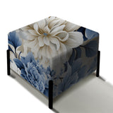 Floral Blue And White Victorian Pattern I - Upholstered Floral Vanity Stool - Traditional Ottoman