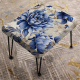 Cobalt Blue Victorian Intricacies Victorian Pattern - Upholstered Cottage Vanity Stool