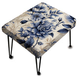 Cobalt Blue Victorian Rococo Victorian Pattern - Upholstered Cottage Vanity Stool