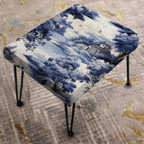 Victorian Cobalt Toile Ii Victorian Pattern - Upholstered Cottage Vanity Stool