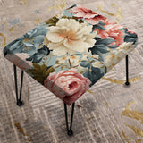 Pink And Beige Charm Victorian Pattern - Upholstered Cottage Vanity Stool