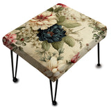Beige And Green Antique Countryhouse Floral Charm - Upholstered Cottage Vanity Stool