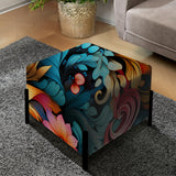 Vibrant Blue Flower Garden Elegance - Upholstered Cabin Vanity Stool