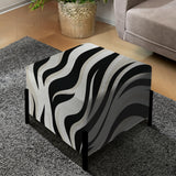 Black Zebra Print Wallpaper - Upholstered Eclectic Modern Vanity Stool