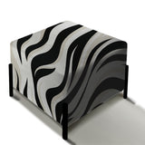 Black Zebra Print Wallpaper - Upholstered Eclectic Modern Vanity Stool