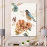 Cottage Bird on Orange Flower Twig