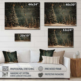 Designart Green Christmas pine tree decor - Wood Wall Art