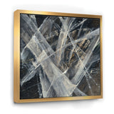 Abstract Glacial Black and White Painting Mid Century Modern Framed Canvas