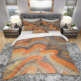 Abstract Gilded Orange Waves - Geometric Duvet Cover Set
