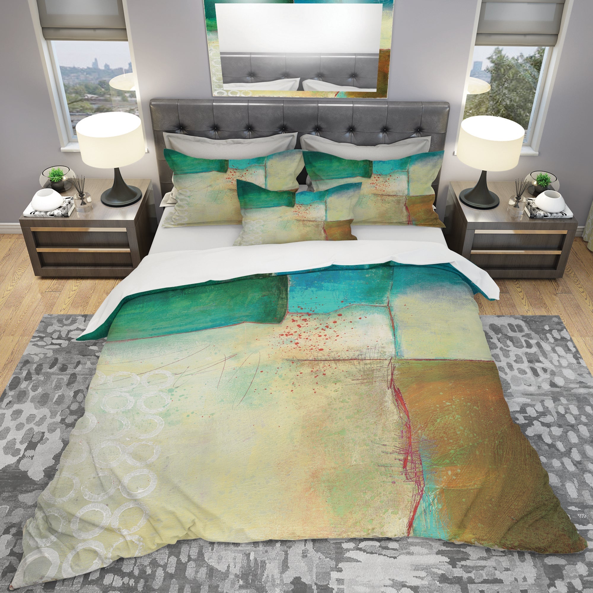 Abstract Impression of Watercolour Blue and Yellow - Geometric Duvet Cover Set