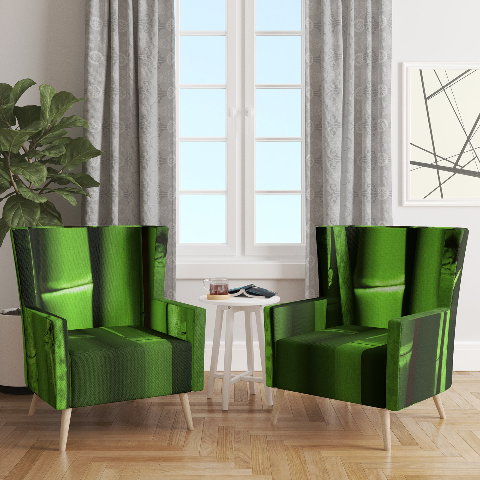 Designart 'Green Bamboo Forest' Floral Accent Chair