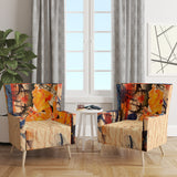 Designart 'Orange Buttlerfly in Watercolor Painting' Floral Accent Chair