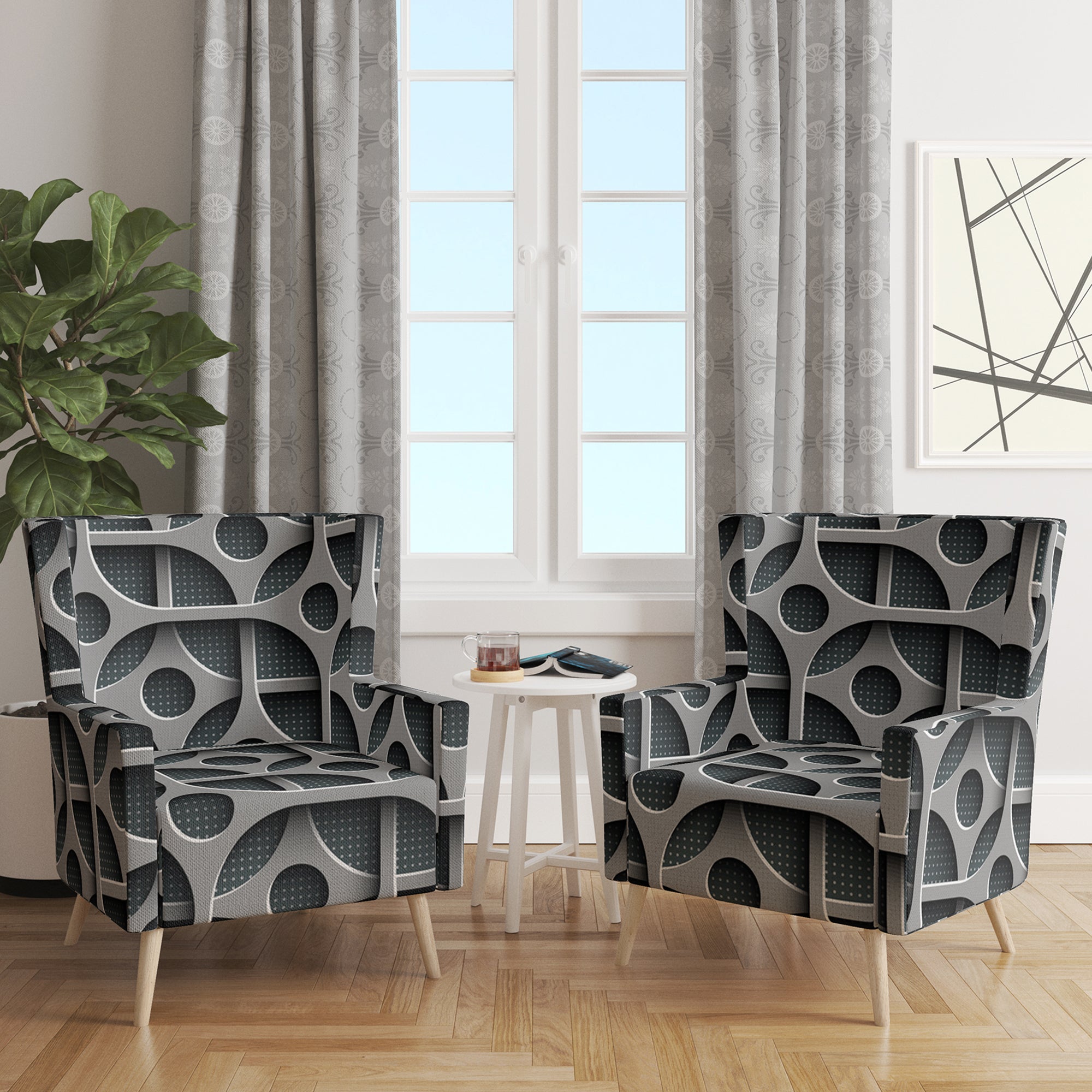 Designart 'Squares Pattern' Scandinavian Accent Chair