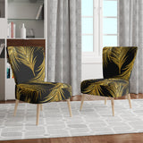 Designart 'Golden Tropical Leaves Pattern' Modern Accent Chair