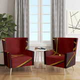 Designart 'Yellow Triangulars over Shades of Red' Modern Accent Chair