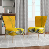 Designart 'White and Yellow Marbled Acrylic with a cloud of Black' Modern Accent Chair