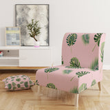 Designart 'Palm Tropical leaves pattern.' Mid-Century Accent Chair