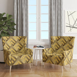 Designart 'Golden Plaid pattern' Mid-Century Accent Chair