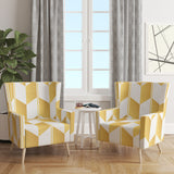 Designart 'Gold And White Geometric Pattern I' Mid-Century Accent Chair