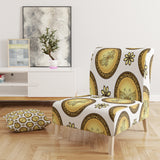 Designart 'Gold and browne pattern with gradient vintage circles' Mid-Century Accent Chair