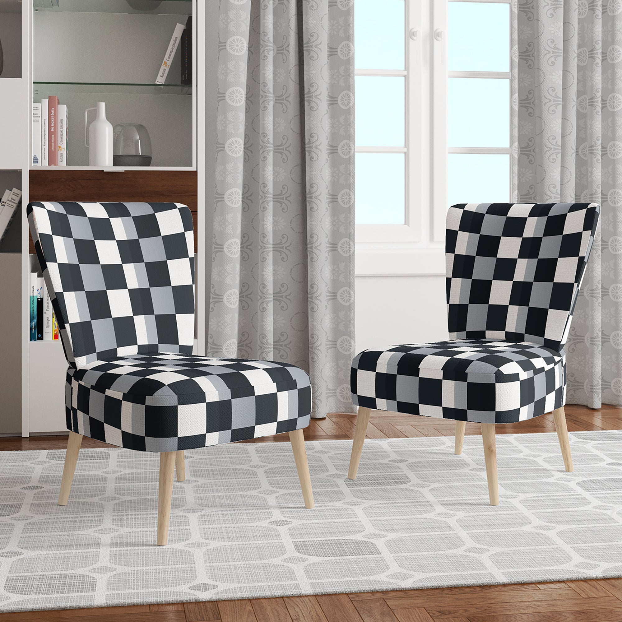 Designart 'Geometric Monochrome Pattern I' Mid-Century Accent Chair