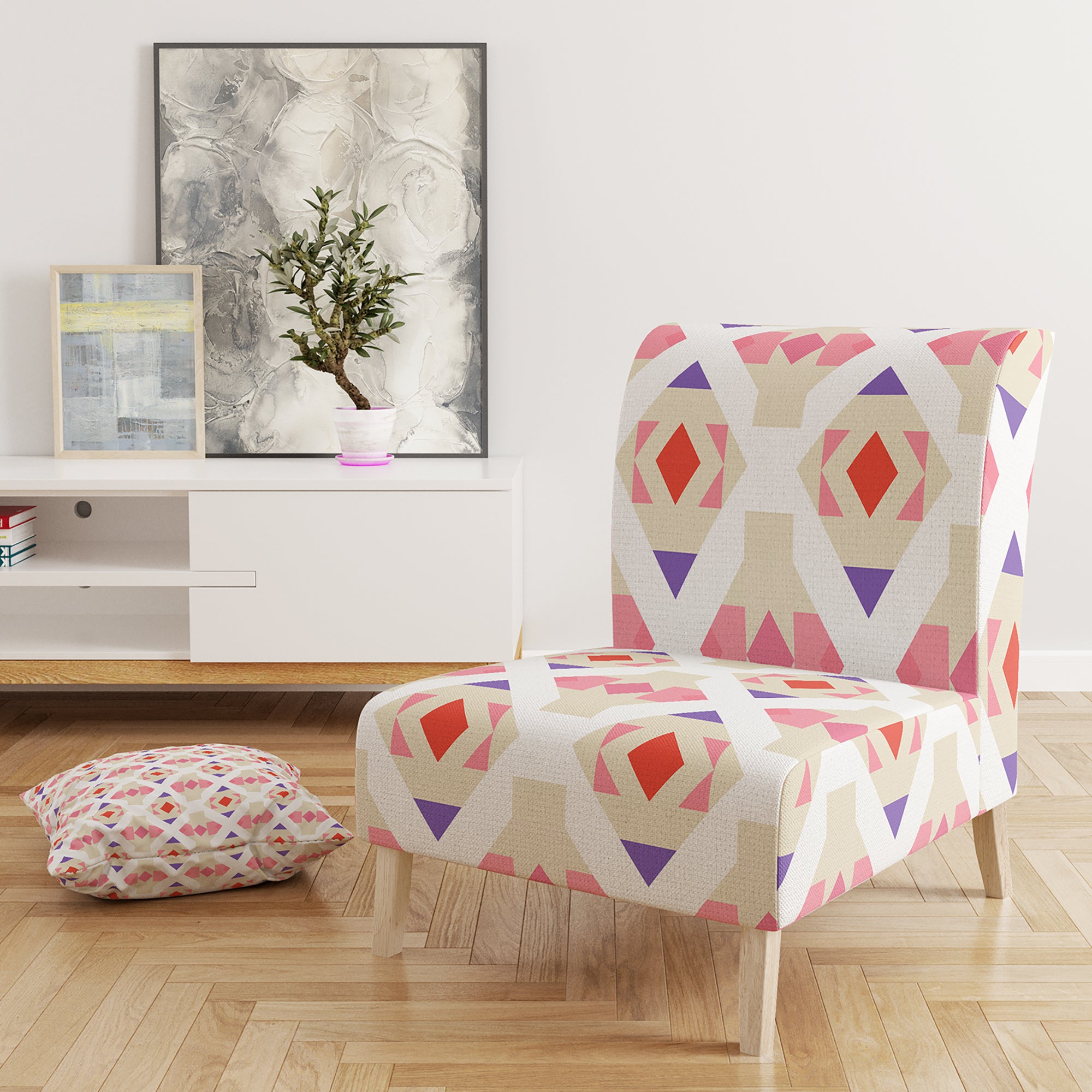 Designart 'Triangular Retro Design VII' Mid-Century Accent Chair