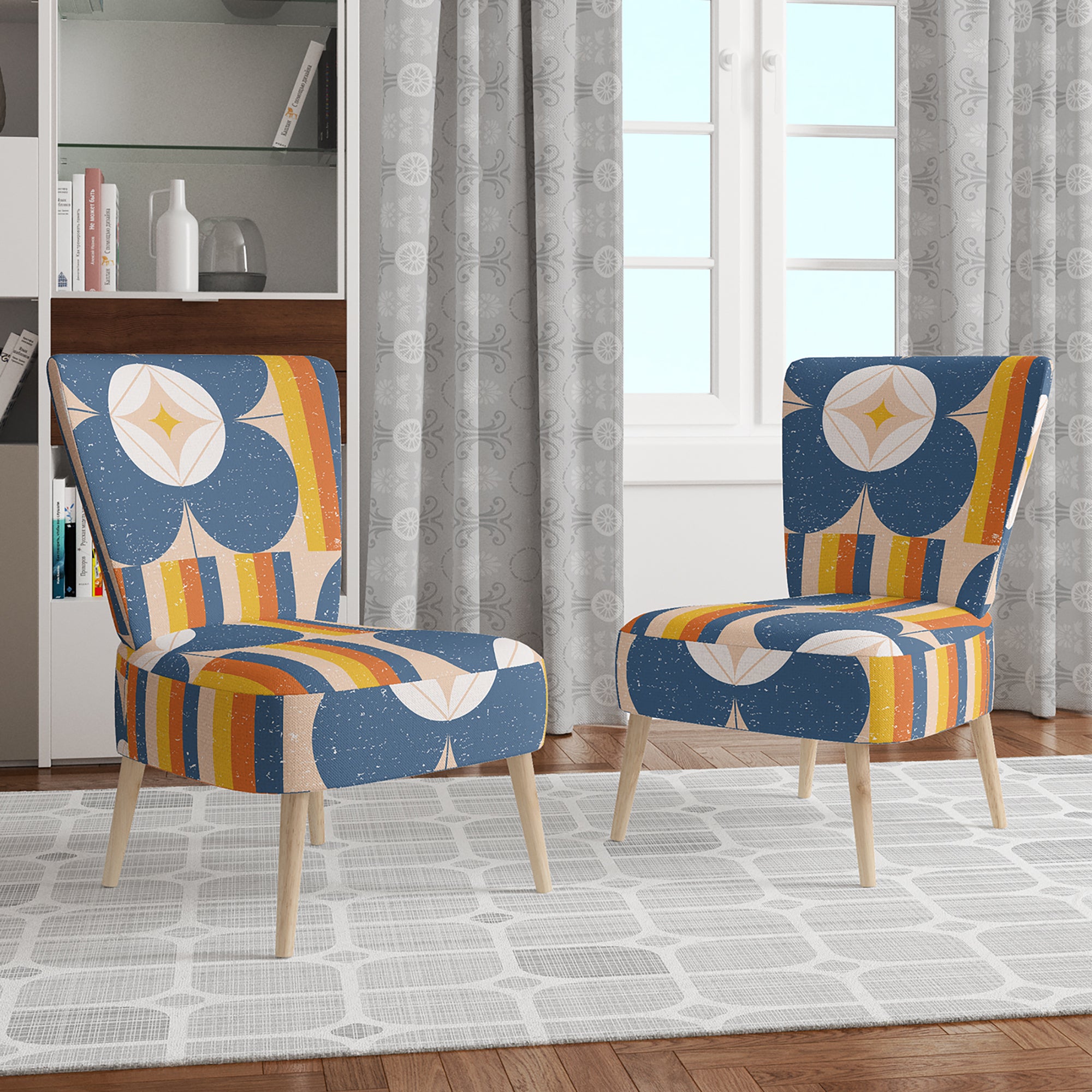 Designart 'Retro Floral Pattern XI' Mid-Century Accent Chair