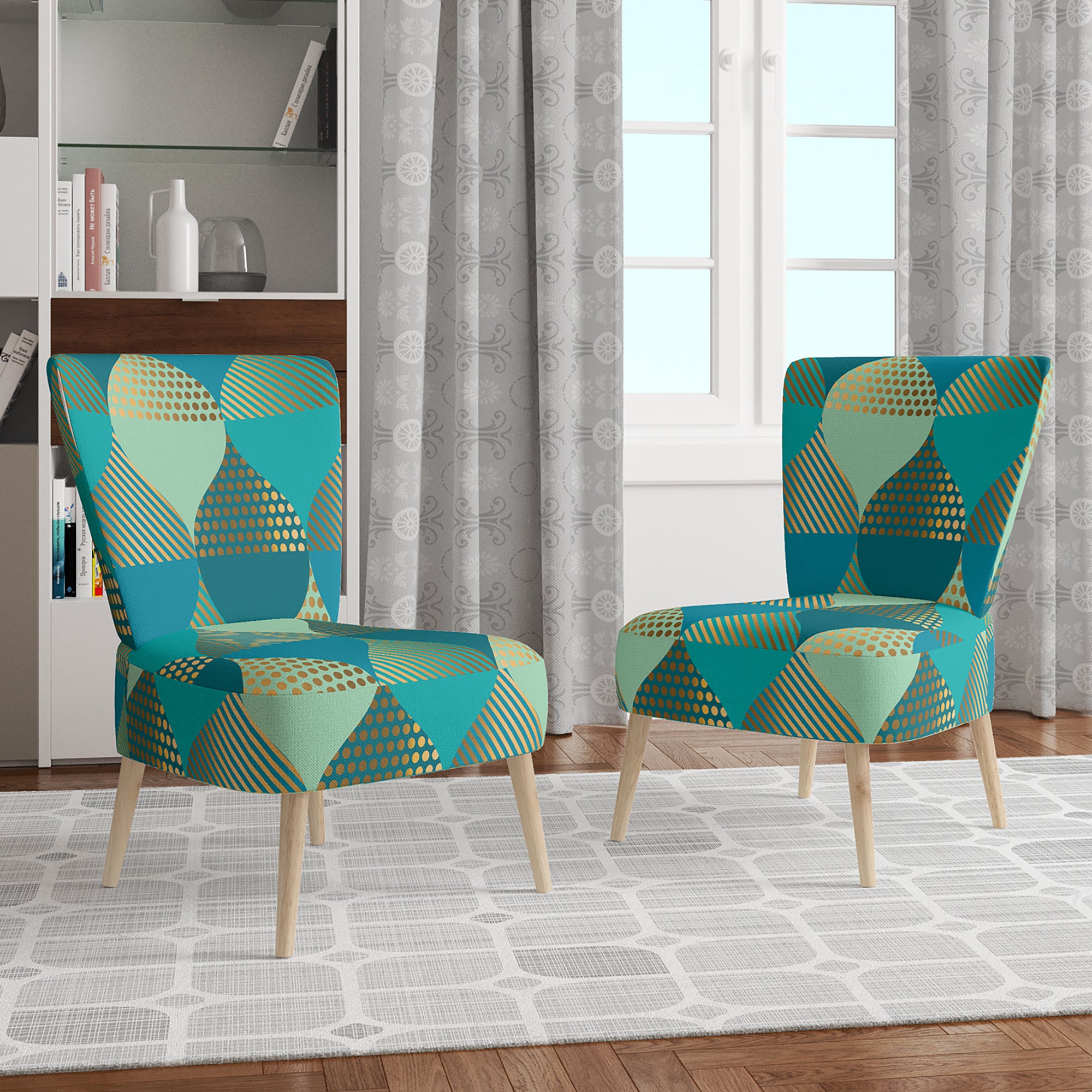 Designart 'Luxury Retro Drops I' Mid-Century Accent Chair
