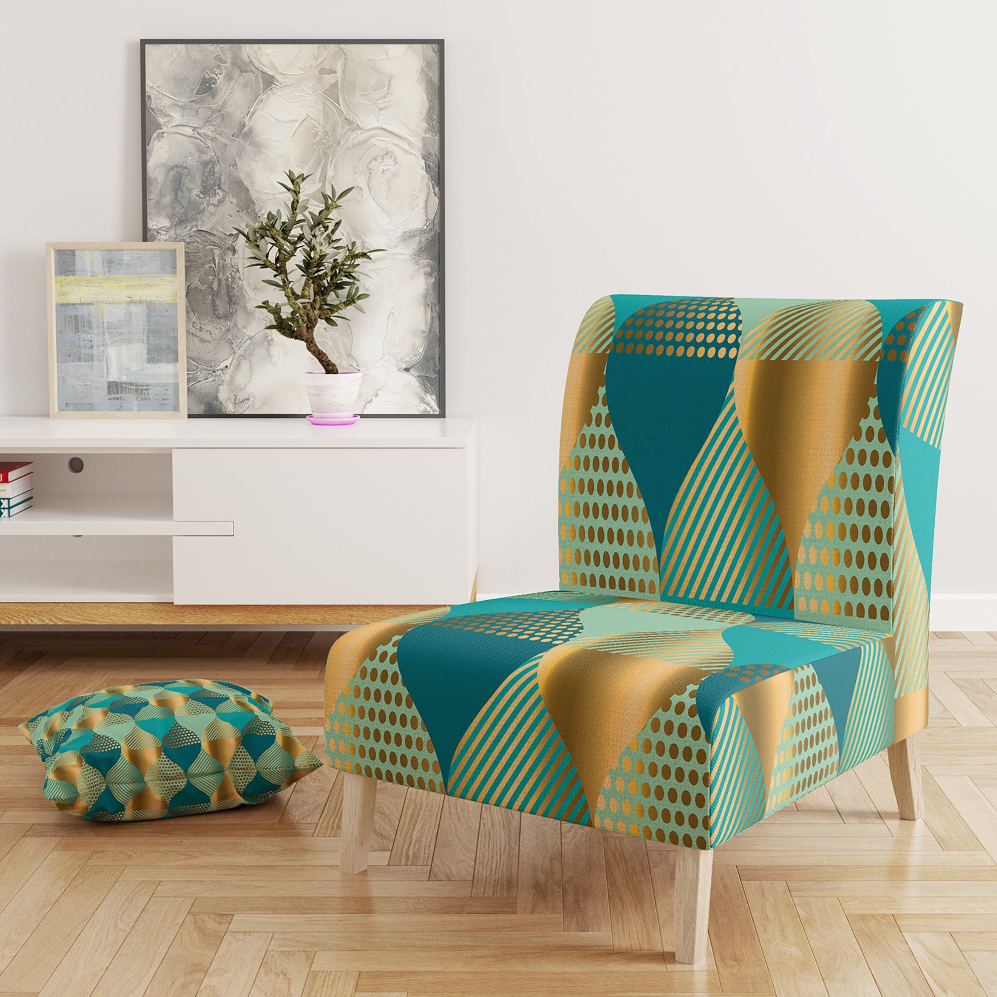 Designart 'Luxury Retro Drops II' Mid-Century Accent Chair