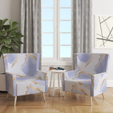 Designart 'Pastel blue and gold abstract shapes pattern' Mid-Century Accent Chair