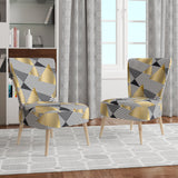 Designart 'Retro Luxury Waves In Gold And Blue VI' Mid-Century Accent Chair