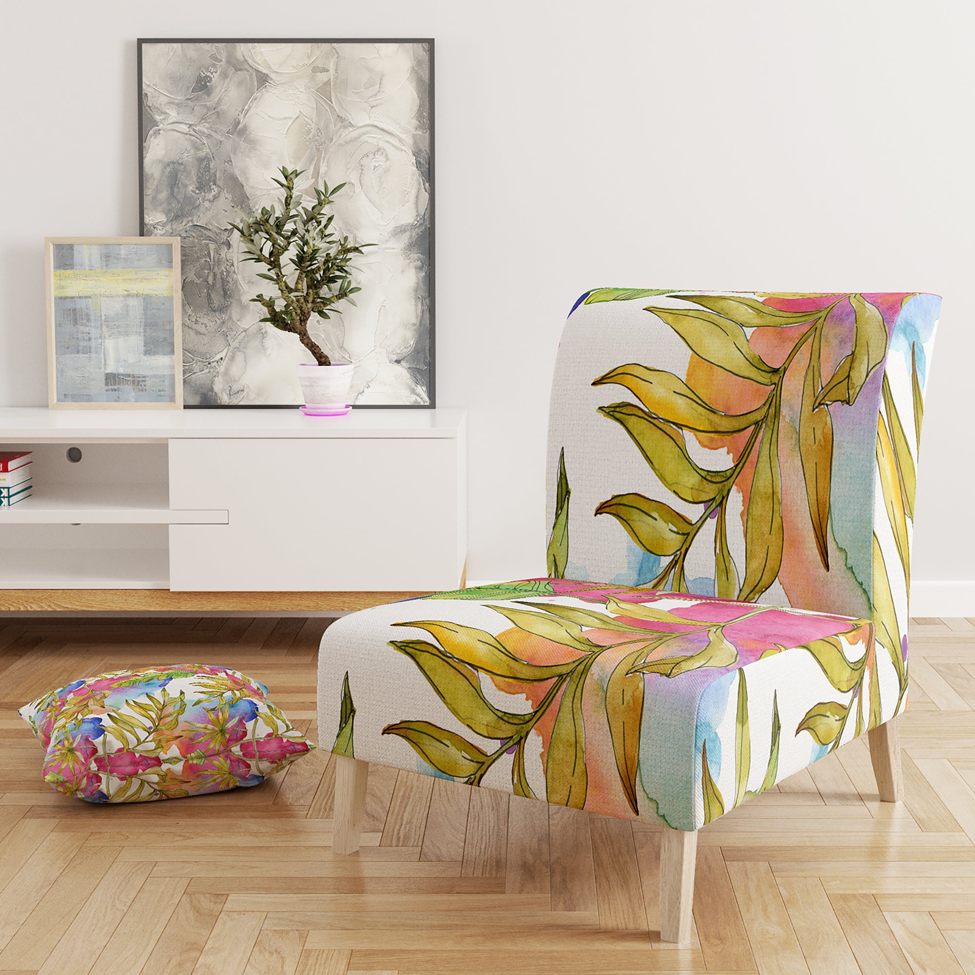 Designart 'Tropical Foliage IV' Mid-Century Accent Chair