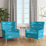 Designart 'Light Blue Wave pattern' Mid-Century Accent Chair