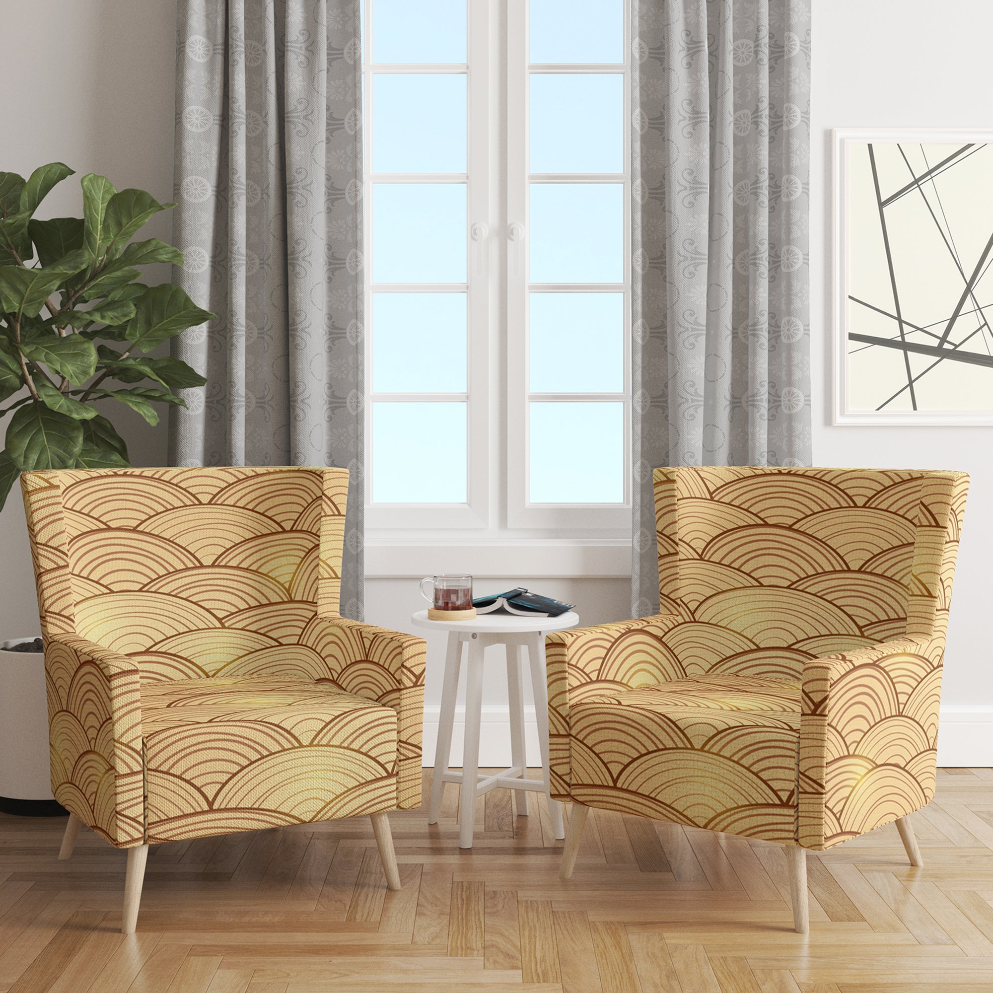 Designart 'Golden Clouds In The Sky' Mid-Century Accent Chair