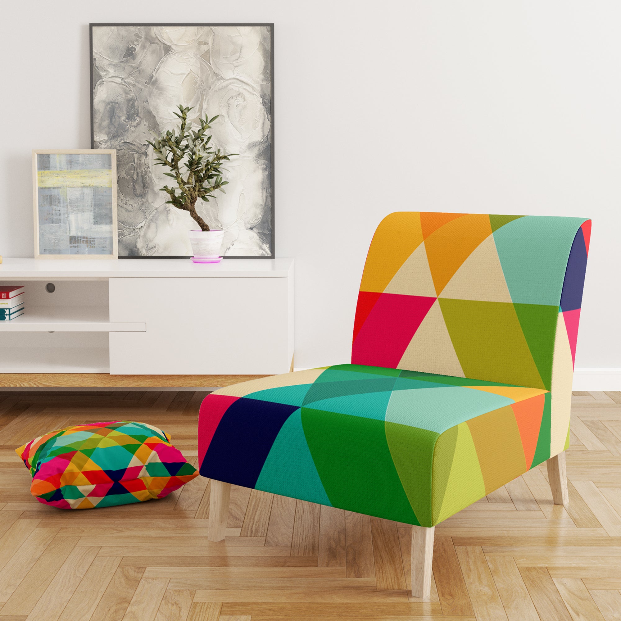 Designart 'Diamond Retro IX' Mid-Century Accent Chair