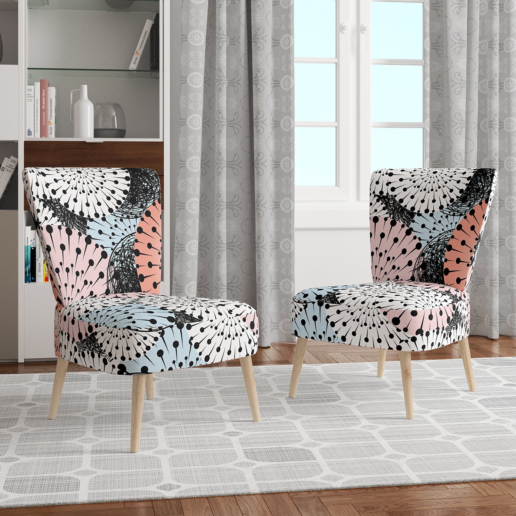 Designart 'Retro Abstract Flower Design I' Mid-Century Accent Chair