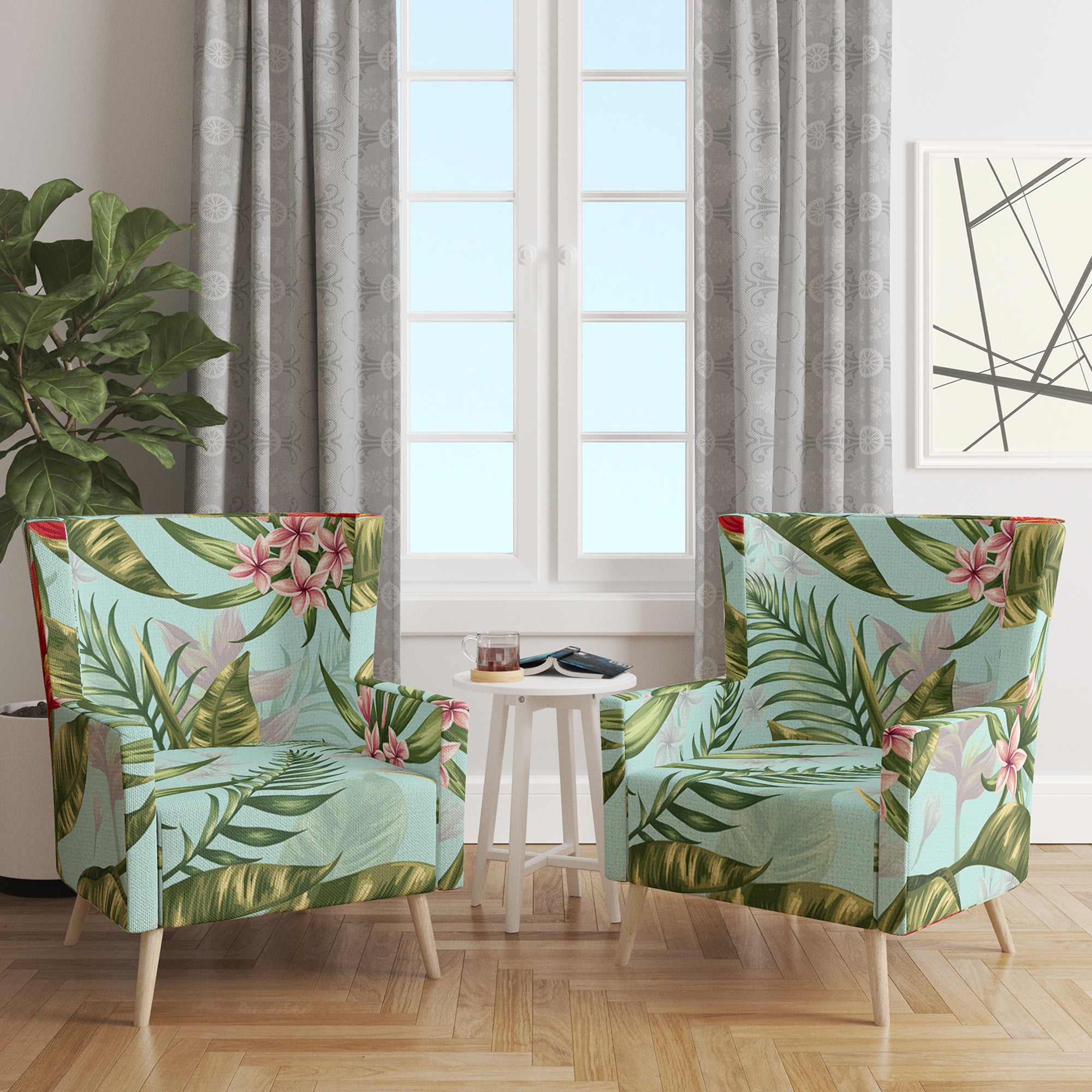 Designart 'Tropical Foliage II' Mid-Century Accent Chair
