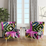 Designart 'Tropical Foliage And Geometrics' Mid-Century Accent Chair