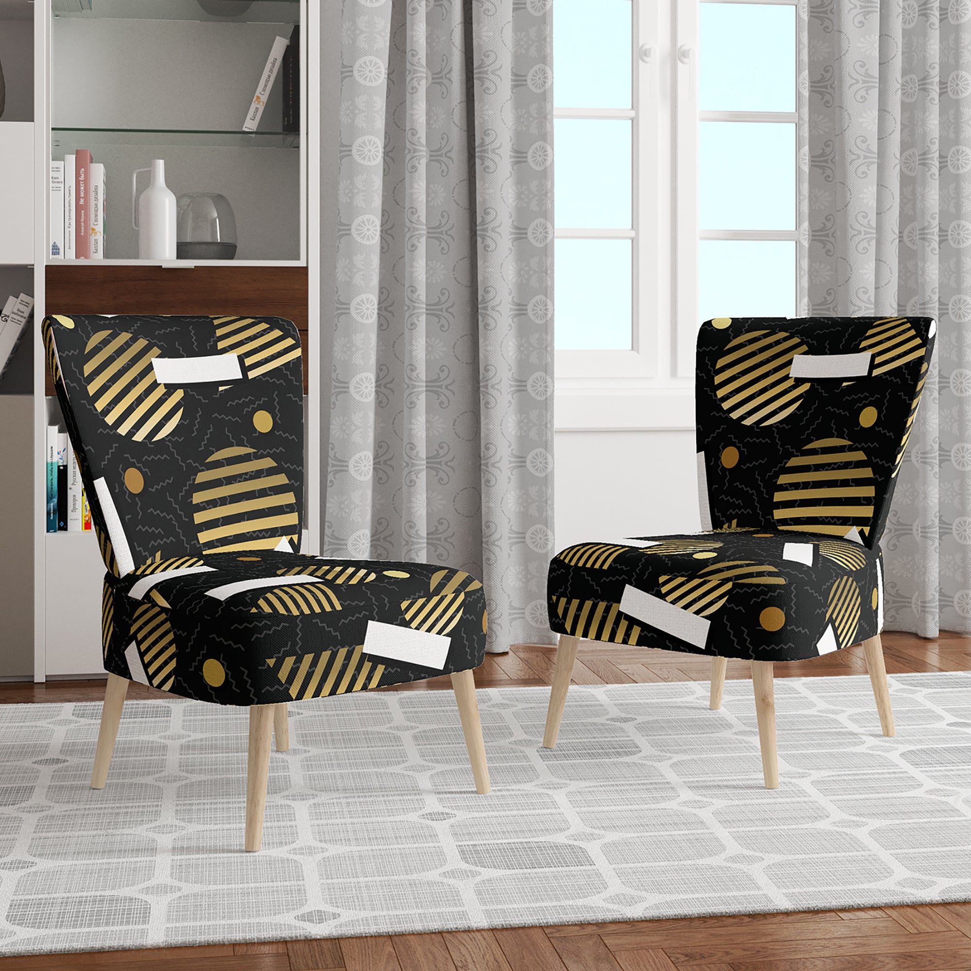 Designart 'Gold Retro Circular Pattern' Mid-Century Accent Chair