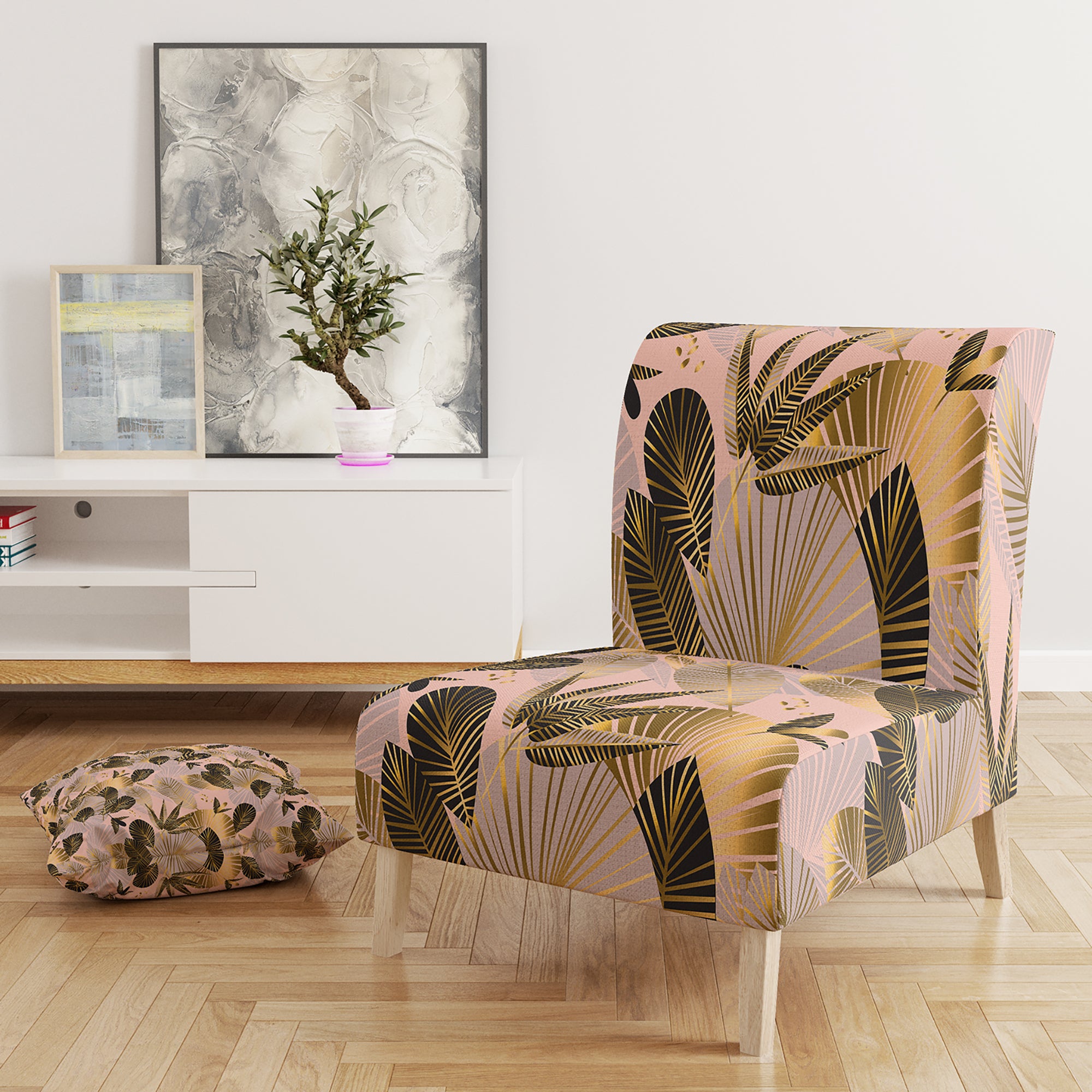 Designart 'Golden Foliage III' Mid-Century Accent Chair
