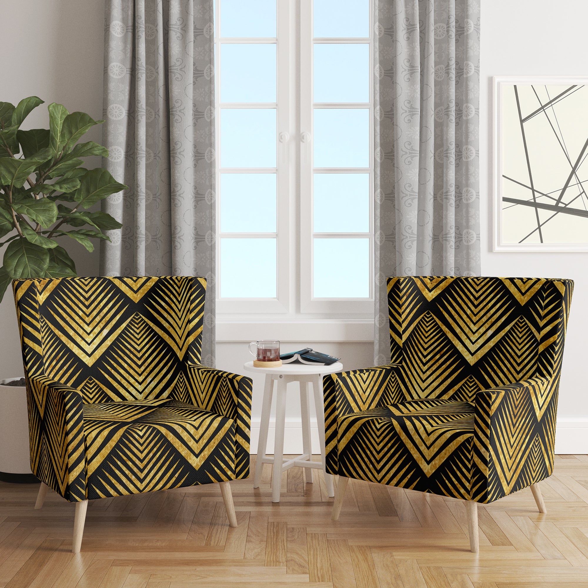 Designart 'Deco Seal pattern' Mid-Century Accent Chair