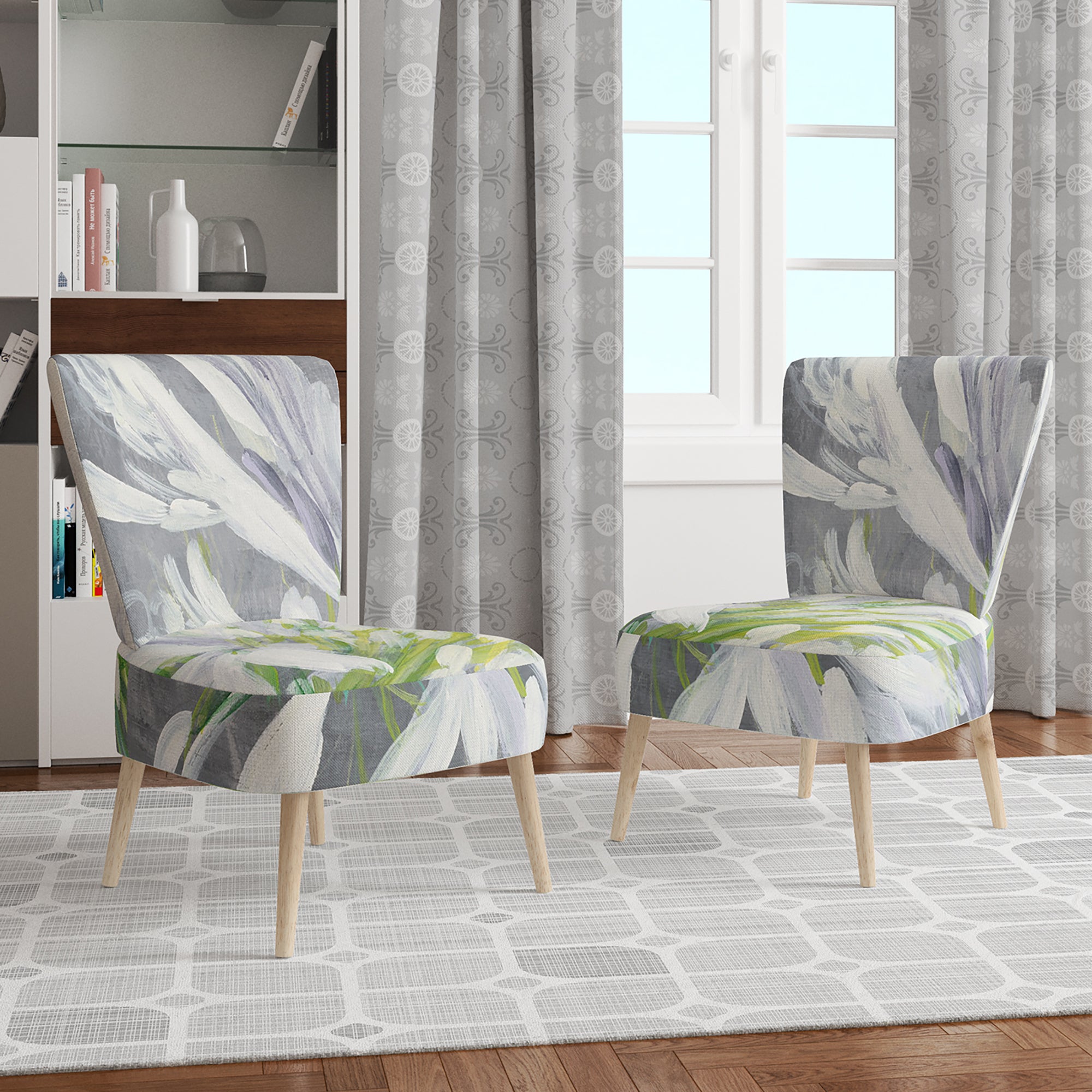 Designart 'Flower Cleome Splash II' Tranditional Accent Chair - Side Chair